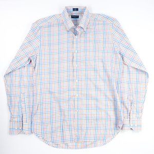 Peter Millar Collection Button Down Mens Large 100% Cotton Plaid Gingham